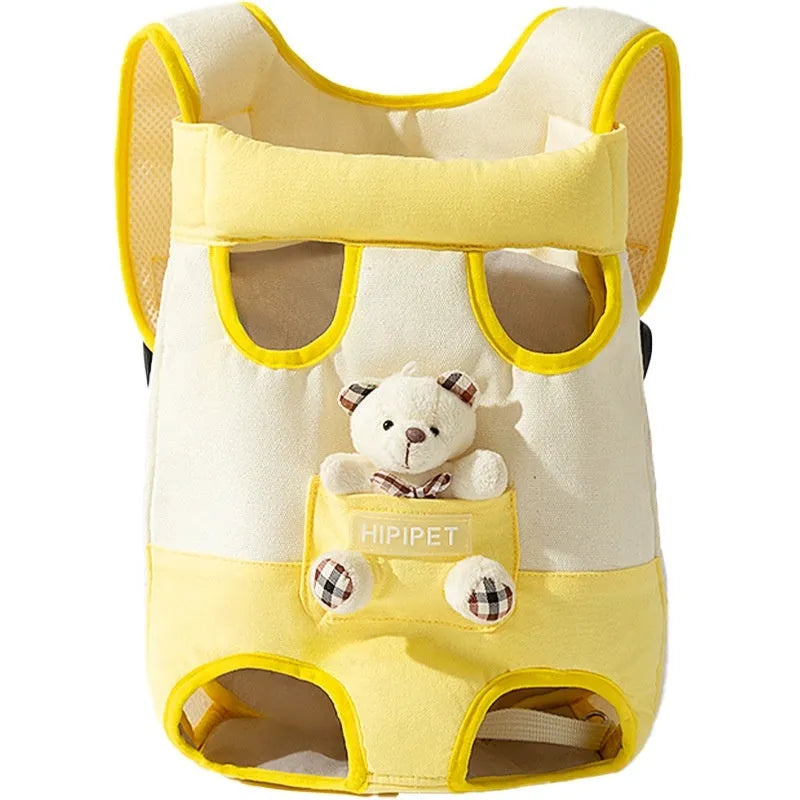 Cartoon animal pattern cat chest bag in canvas with pearl cotton lining, available in multiple colours and sizes