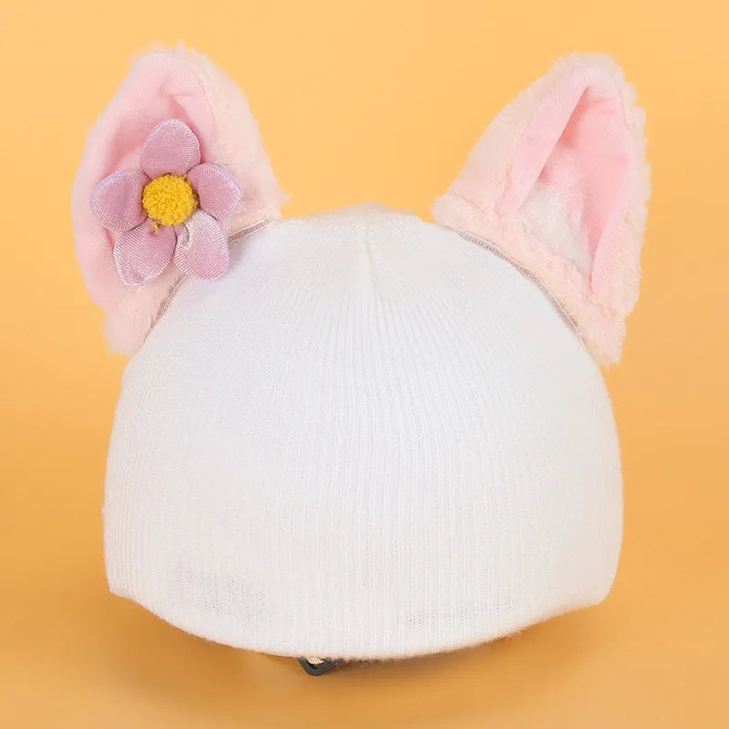 A plush fabric cartoon helmet cover set for adults, showing character designs like a bear and dinosaur for cosplay.