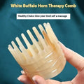 White buffalo horn meridian massage comb with half shampoo wide teeth and pointed tip for traditional Chinese head therapy