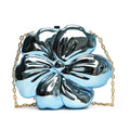 Round acrylic crossbody bag in silver with chain strap, 15x17.5x5.5cm, retro style