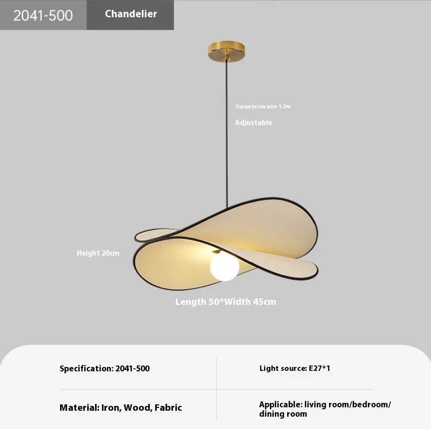 French style artistic chandelier pendant light with fabric potato chip shades in white