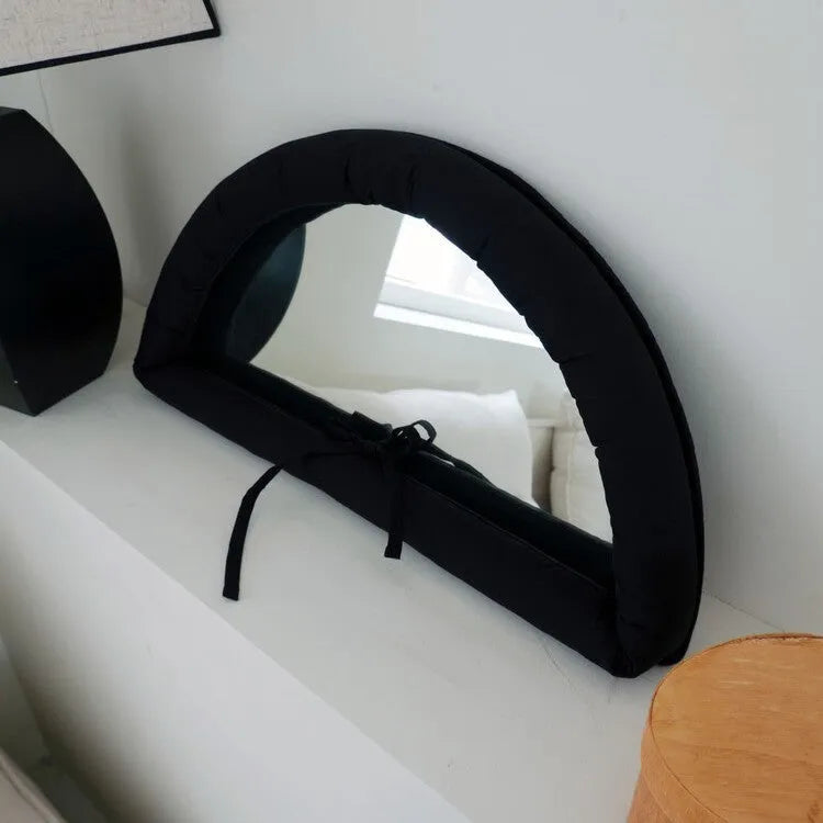 Hanging cotton fabric mirror background in solid colour with soft padded construction