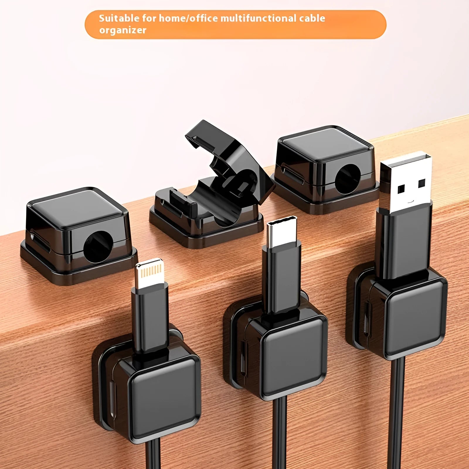 ABS data cable wall-mounted storage organiser 22mm x 22mm Black Orange for office car home kitchen